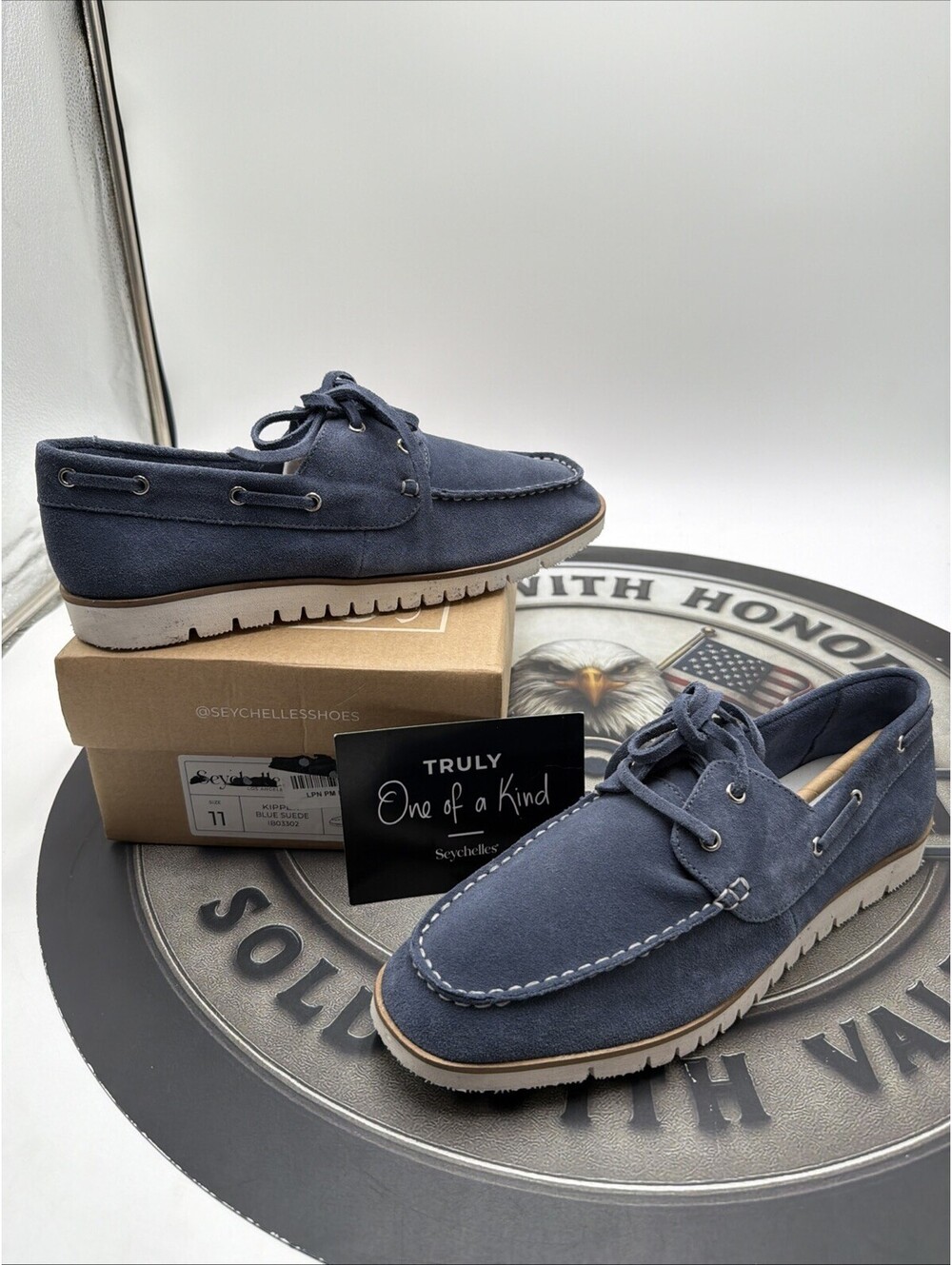 Seychelles Kipper Boat Shoes Blue Suede Slip-on Loafers Women's Size 11